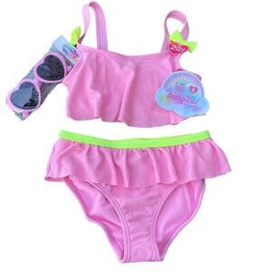 Bmagical Girls 2-piece light pink swimsuit set + sunglasses size 6 NEW